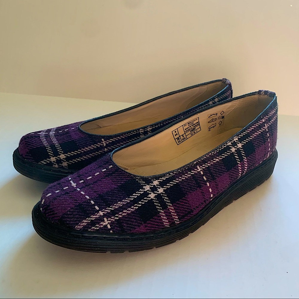 Dr. Martens Plaid Ellen Ballet Flats Purple Black